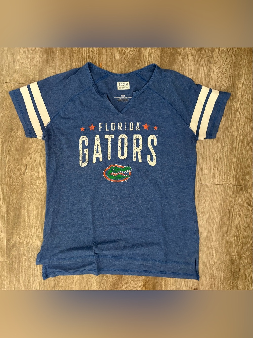 Florida Gators Blue Stripe Sleeve UF Women's Varisty Tee Shirt